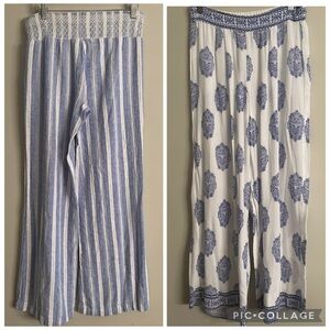 Two pairs light flowy beach pants